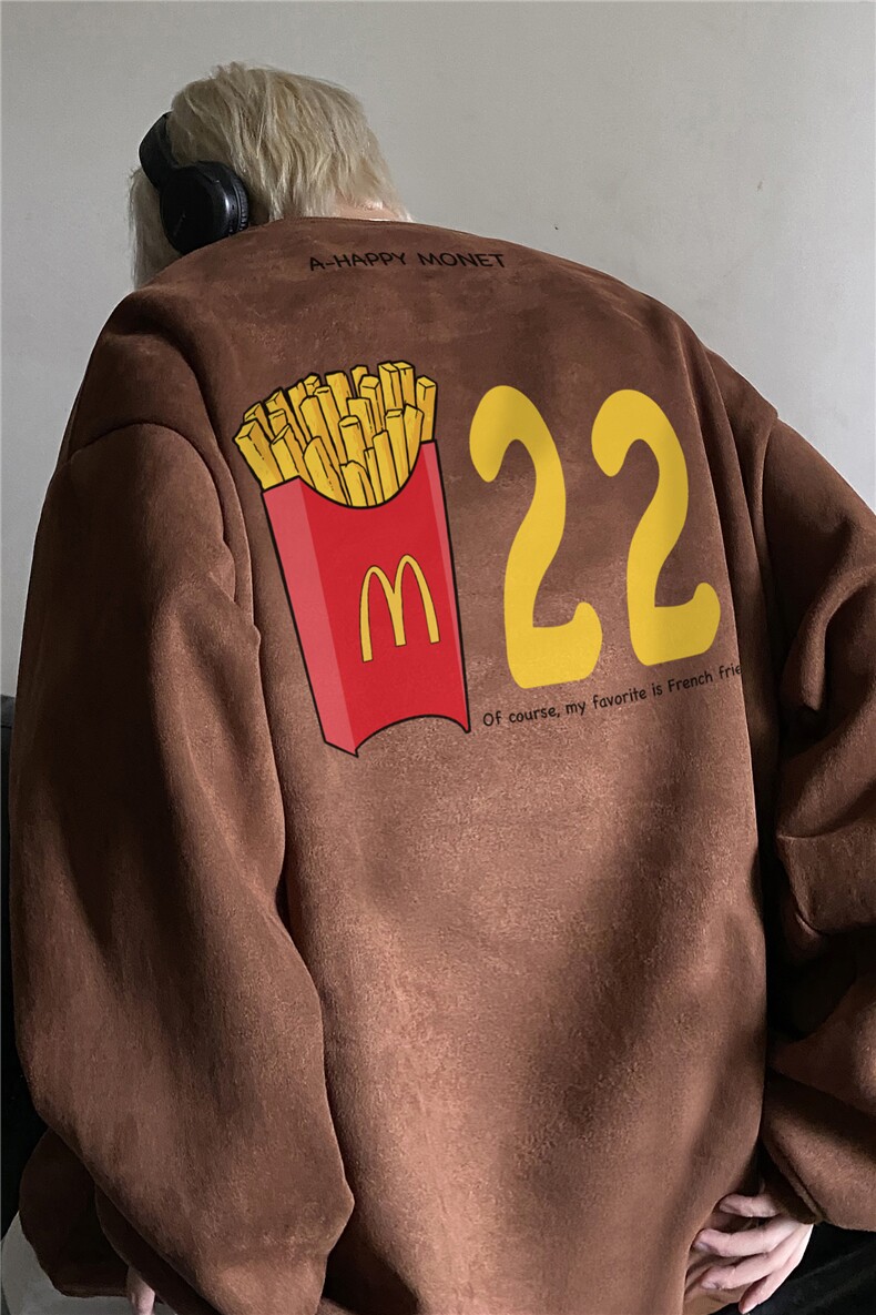 2026秋季新款潮流麂皮绒宽松休闲圆领卫衣JK23531特批38控68,男装卫衣,星座605(原A050)