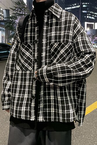 2022夹克男港风春秋新款千鸟格呢料长袖外套男A071-C22-P68,男装夹克,电商A071