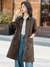 【秋季女装新款】大量现货中长款皮衣外套P-140，女装皮衣，简古