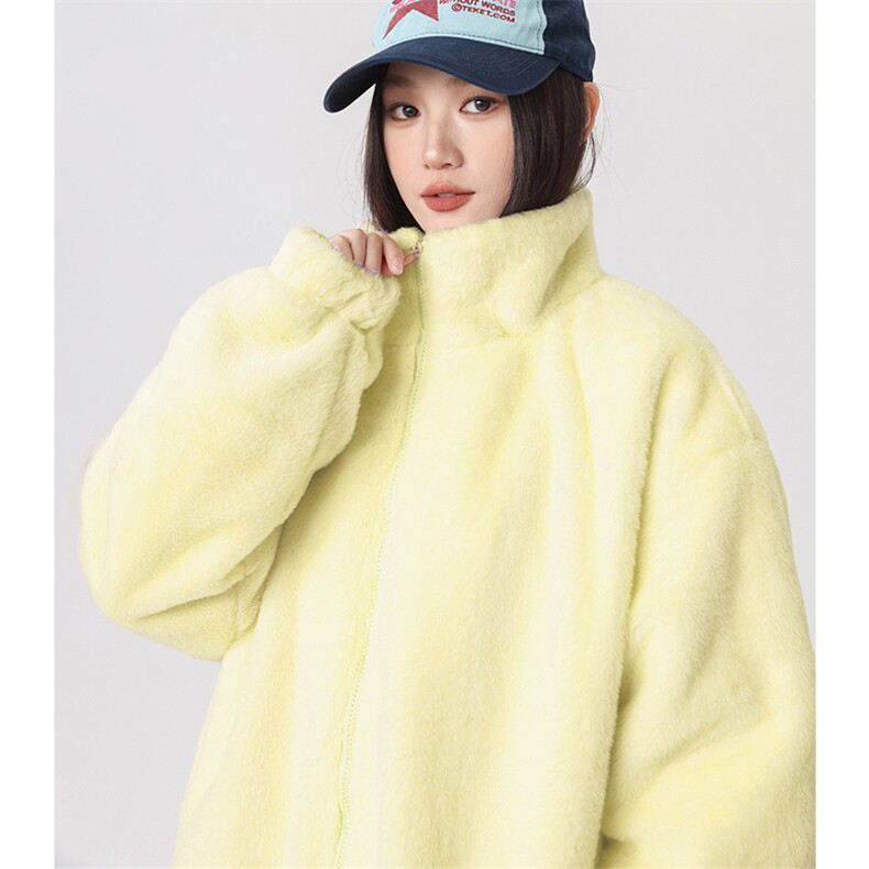冬季新款仿兔毛棉衣加厚宽松立领拉链休闲情侣 D2660-TP60128图片