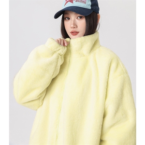冬季新款仿兔毛棉衣加厚宽松立领拉链休闲情侣 D2660-TP60128图片