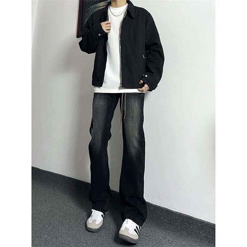 秋季美式ins高街hiphop重工艺水洗微喇复古蓝牛仔裤货号K2320P55,男装牛仔裤,电商A063
