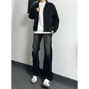 秋季美式ins高街hiphop重工艺水洗微喇复古蓝牛仔裤货号K2320P55图片