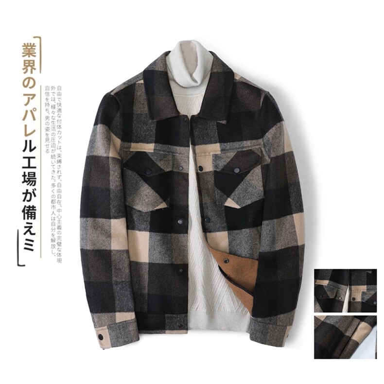 2021秋冬新款时尚格男士双面羊绒夹克短款外套毛呢大衣Y8818P325,男装毛呢大衣,电商D230
