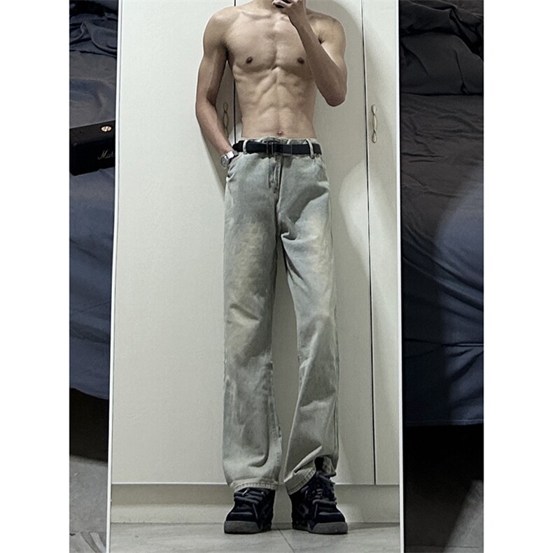 B221美式ins高街小众百搭纯色微喇牛仔裤LK22087-P55控78,男装牛仔裤,电商B221