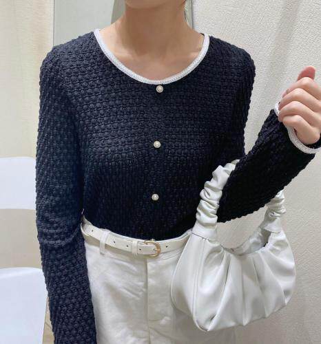 秋季新款撞色圆领长袖上衣，其它，品晗