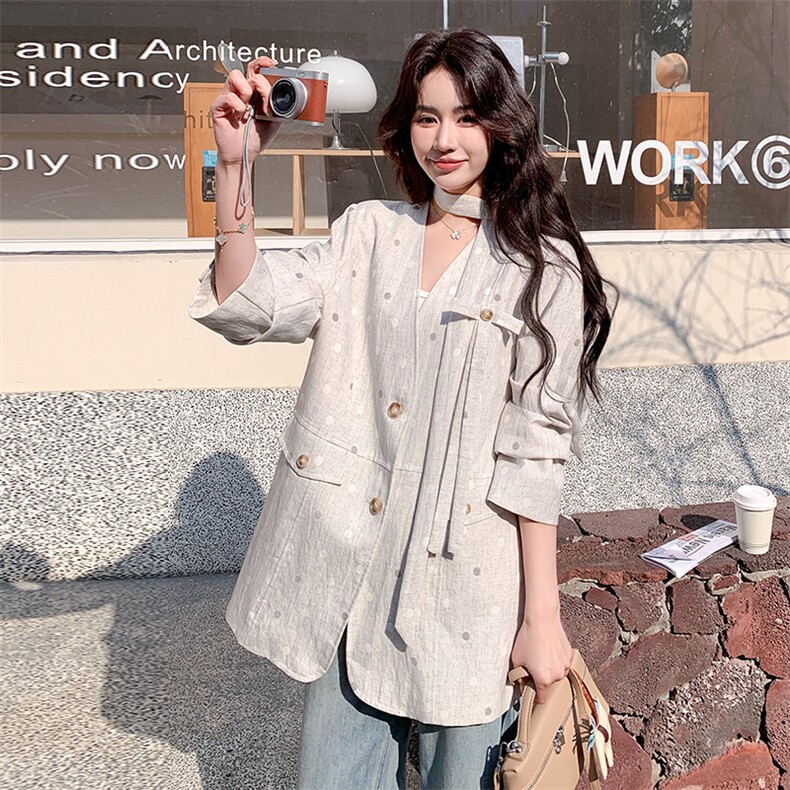 有大货春装波点飘带西装外套2C317A-8605-P155-K248,女装短外套,2C317A