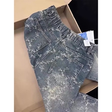高街荆棘提花牛仔裤新款弯刀裤直筒休闲嘻哈裤子潮K71006-P42网图，男装牛仔裤，电商B245