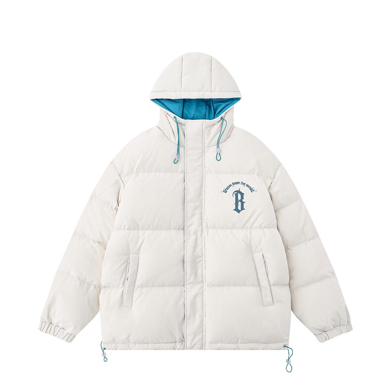 白底冬季百搭宽松字母印花潮流棉服外套TPMY6161特批P85控148，男装棉衣，电商A268-1