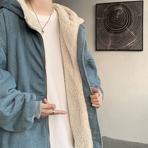 控价158牛仔棉衣男大码加绒羊羔绒牛仔棉服男棉袄 NM53161-P140图片