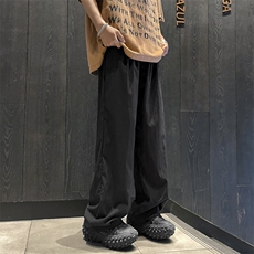 日系直筒冰丝速干休闲裤子新款夏季薄款褶皱宽松休闲裤，男装休闲裤，星座410-7