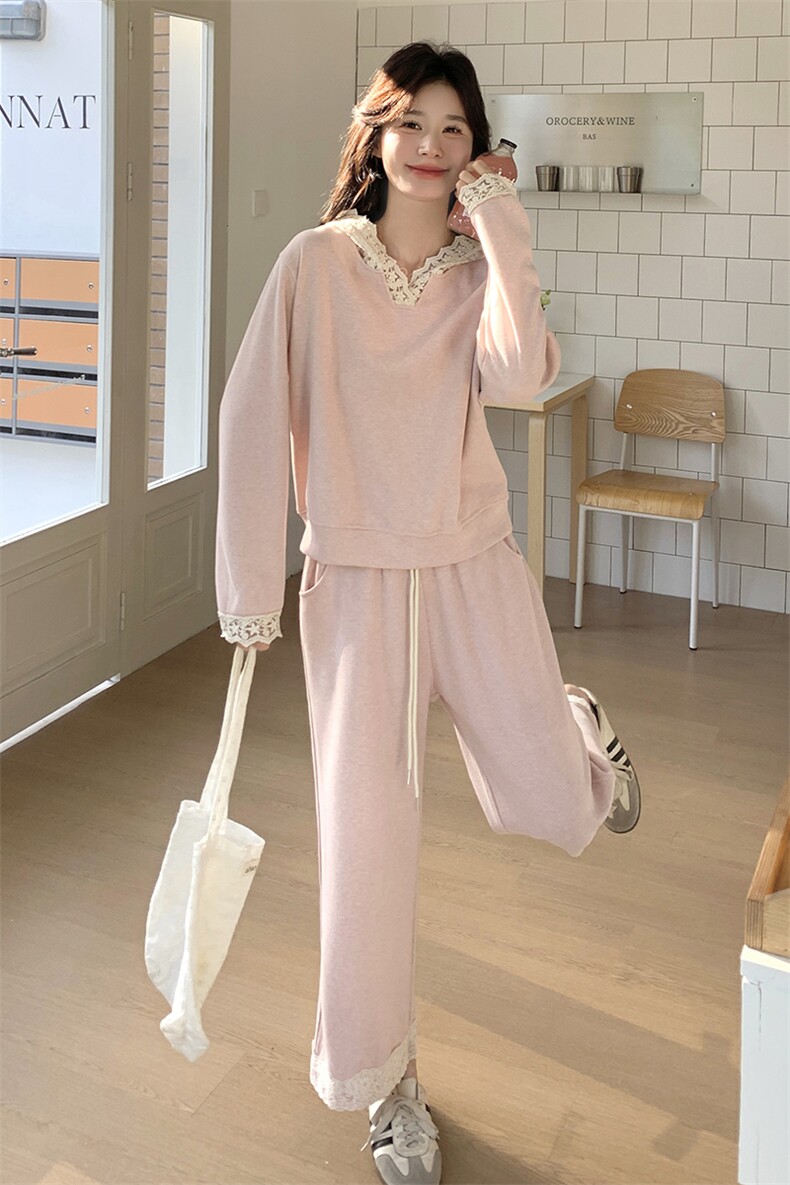 有买家秀秋季新款蕾丝拼接卫衣两件套装2C187-8517-P165-K258,女装套装/套裙,2C187