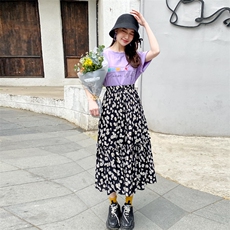 【现货】2021夏装T恤半身裙套装166-QZ12P90控价138黑菊花，女装连衣裙，茜茜公主