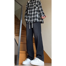 美式cleanfit复古水洗垂感宽松抽绳阔腿牛仔裤K1130-特P42控68，男装牛仔裤，星座1004-3