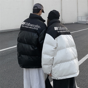 港风新款冬季时尚百搭复古情侣立领PU皮棉服外套MY6407P125控168图片