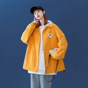 中性 22秋季简约风趣味印花翻领夹克纽扣外套 JK310P45控58图片