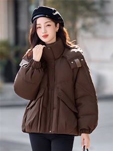 时尚休闲连帽短款羽绒服女2025冬季新款小个子加厚保暖白鸭绒外套图片