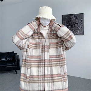 现货港风毛呢夹克男宽松格子呢子大衣外套DSA157B-J236-特P90图片