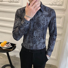 312A-5-277-P55长袖高级感秋季休闲英伦发型师韩版纯色男士衬衣，男装衬衫，星座312A-5