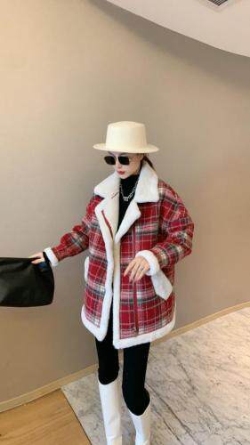 冬季新款皮毛一体外套打底连衣裙，女装连衣裙，紫锦百艳