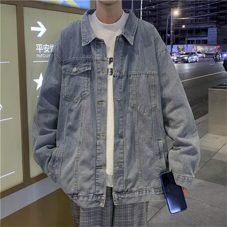 牛仔外套男春秋季港风ins宽松百搭上衣韩版潮流夹克W4406-P61,男装大码男装,星座412-2