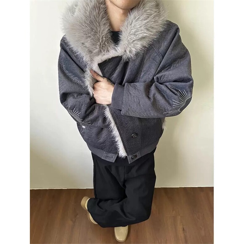 网图有货苍狼座山雕毛领棉服外套男女宽松棉衣男女A1115-P135,男装棉衣,星座1505