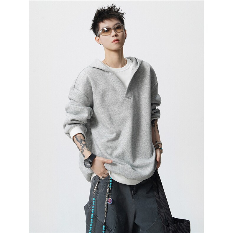 MW2527-特P55控9854棉46聚酯连帽假两件POLO情侣卫衣宽松外套男,男装Polo衫,电商B370