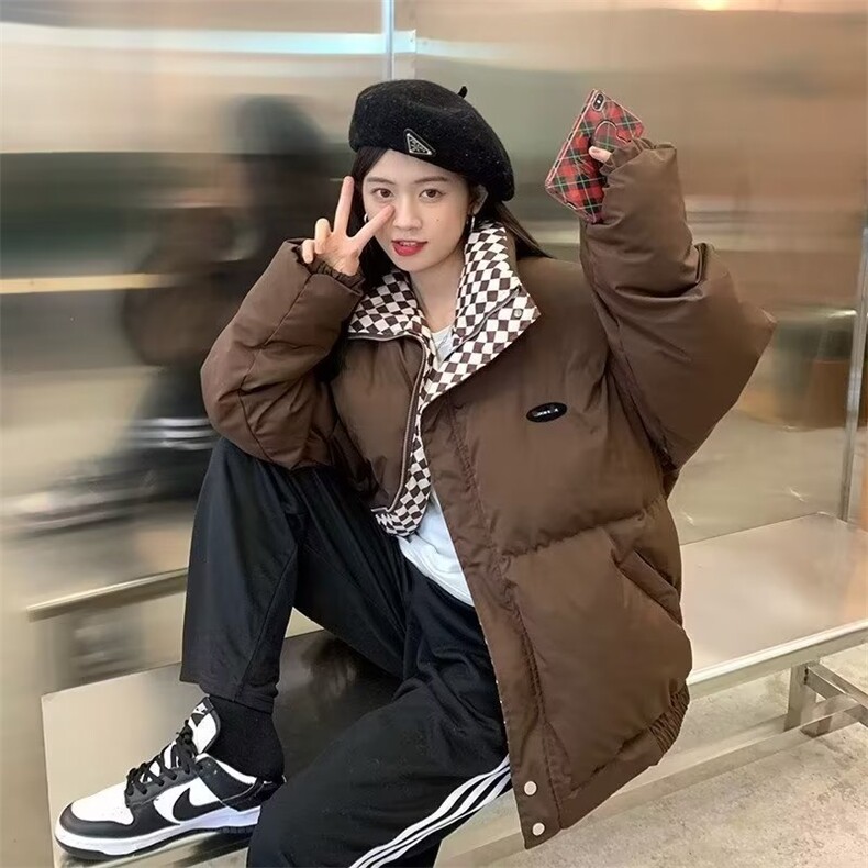 S804-P66新款复古棋盘格设计感小众加厚棉服外套,男装棉衣,星座617A-2