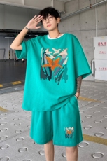 ！2025夏季新款男士华夫格短袖T恤套装情侣一套HTZ111P50，男装T恤，电商B220