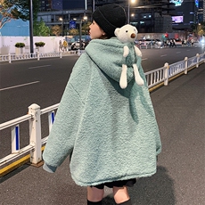 情侣羊羔毛加厚小熊设计感棉衣连帽外套A071-1010-P110，男装棉衣，电商A071