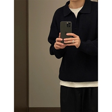 设计秋冬小V领套头复古翻领毛衣男宽松高级简约针织衫M811，男装针织衫/毛衣，星座1116A（原606A-3）