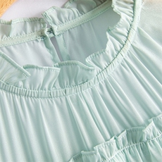 水衣源2729款纯色木耳边荷叶袖A字小衫阔腿裤冰爽套装女夏，女装套装/套裙，水衣源