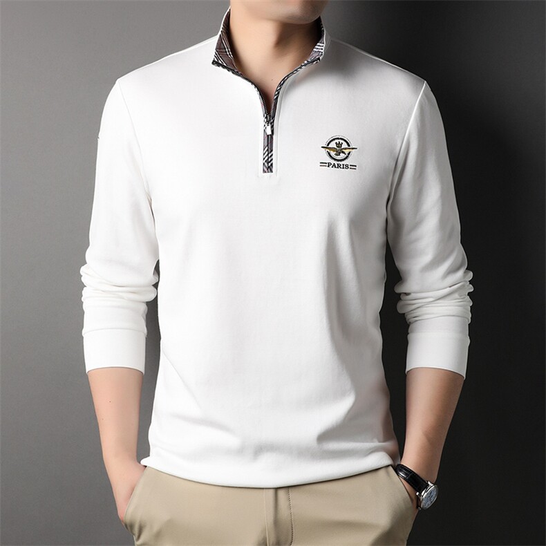 AG99615钱塘2020-3Z中青年男士春季半拉链翻领长袖休闲T桖P60,男装T恤,钱塘207-3