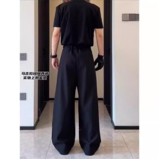 韩系cleanfit黑色西裤男秋冬宽松直筒西装裤LXK0200--P38加绒43，男装西服套装，星座1008