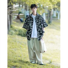 1港风冰丝短袖衬衣大码M-5XL情侣潮短袖衬衫男DCS8711P35控49，男装T恤，星座226-2