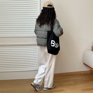 CC039-P80时尚温暖包容感防风防钻棉学院风短款拼色棉服外套,亲子毛衫颜色搭配图片