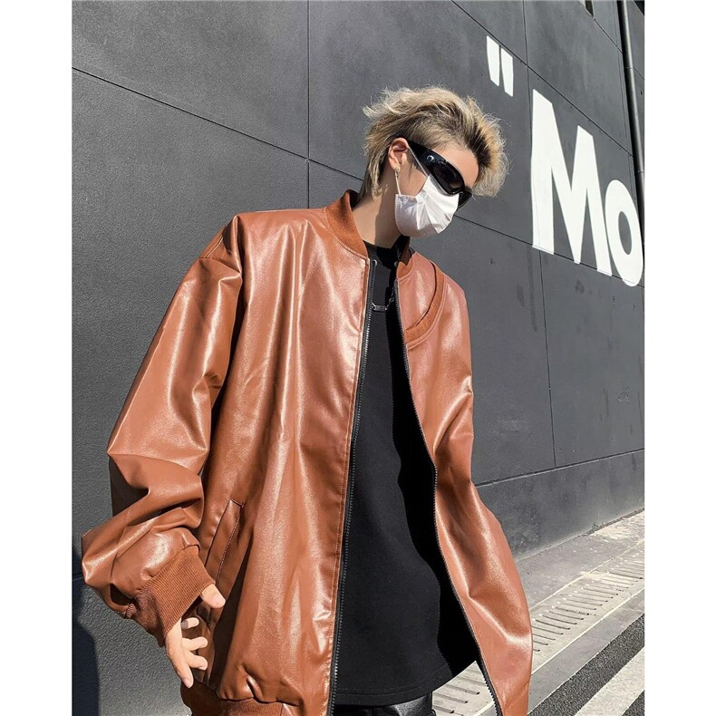 机能风皮衣外套男潮牌炸街休闲夹克JK8014/P68,男装皮衣,电商D202-1