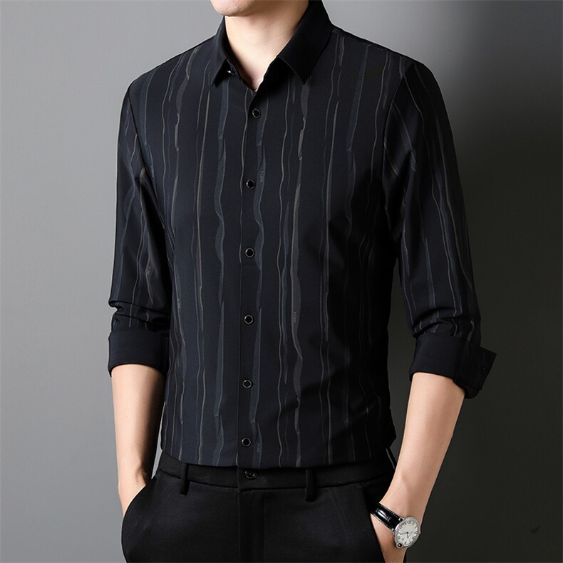 H60093钱塘2020-3秋装新款百搭时尚休闲简约中年男士长袖P83,男装衬衫,钱塘207-3