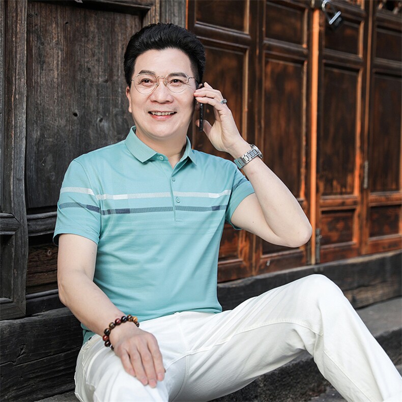 衬衫领半袖t恤男有带领2023夏季新款体恤男士商务休闲翻领polo衫,男装Polo衫,电商B212（原钱塘6029）