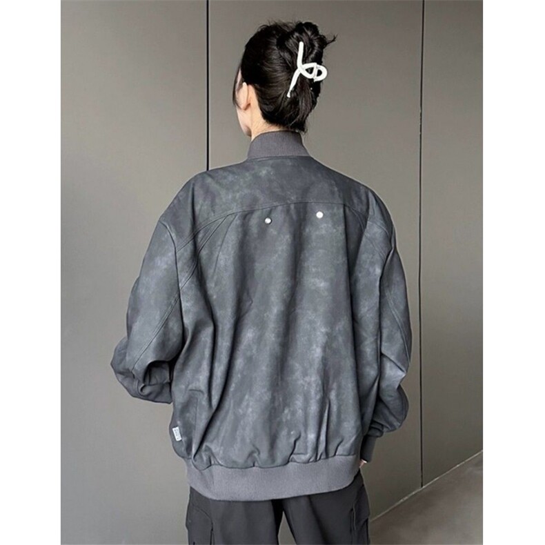 紫色短款皮衣外套男女高级感春秋季高街机车飞行员夹克JF223,男装夹克,星座1116A（原606A-3）