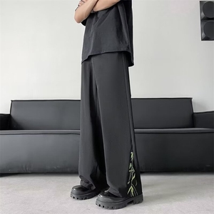 风冰丝坠感休闲裤男  直筒个性显高长裤子KK575/P43图片