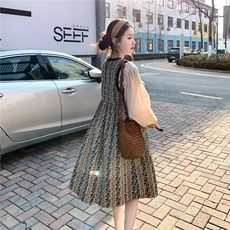 新款法式复古碎花背心连衣裙套装女2C282-215P175K288，女装套装/套裙，2C282