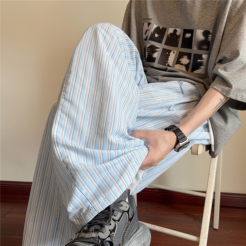 2025夏季新款潮流多巴胺条纹宽松休闲裤B315-K25557-特p35控68,男装休闲裤,电商B315