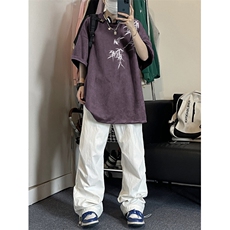 得物抖音直播高品质麂皮绒风印花宽松短袖djp298-特批23控39，男装T恤，星座605(原A050)