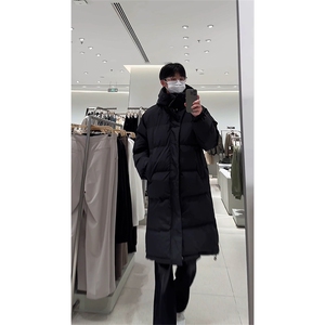 冬季新款棉服 基础款百搭连帽中长款过膝外套男 D2550-TP95不图片