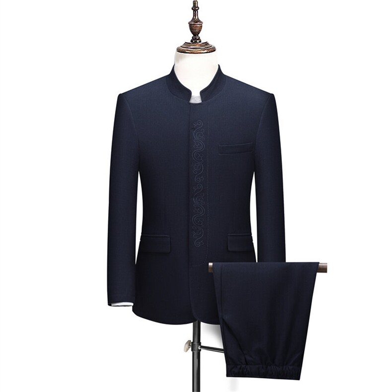 主推长期货中山装西服套装男士中老年风新中式休闲西服唐装，男装西服，钱塘723