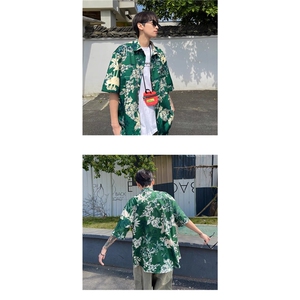 大码夏威夷花衬衫男夏季薄款潮流上衣港风短袖衬衣设计感高级外套图片