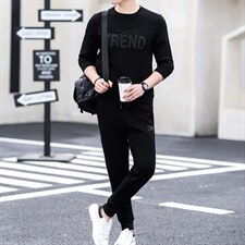 春季卫衣卫裤套装男士2023新款圆领运动休闲潮春秋中青年男装外套，男装休闲套装，电商B212（原钱塘6029）
