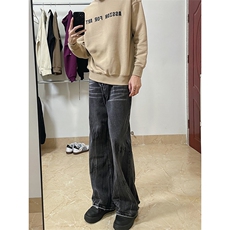 B221美式ins高街暗黑重工艺宽松微喇牛仔裤LK23128-P60控78，男装牛仔裤，电商B221