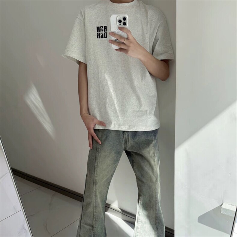 万针全刺绣工艺抖音得物高品质260克重磅纯棉双纱美式高街短袖T恤,男装T恤,电商A486